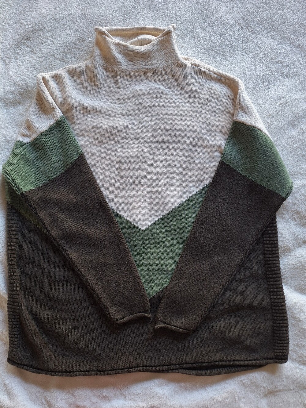 Rachel Zoe Colorblock Chevron Turtleneck Sweater Plus Size 1X Cotton Blend